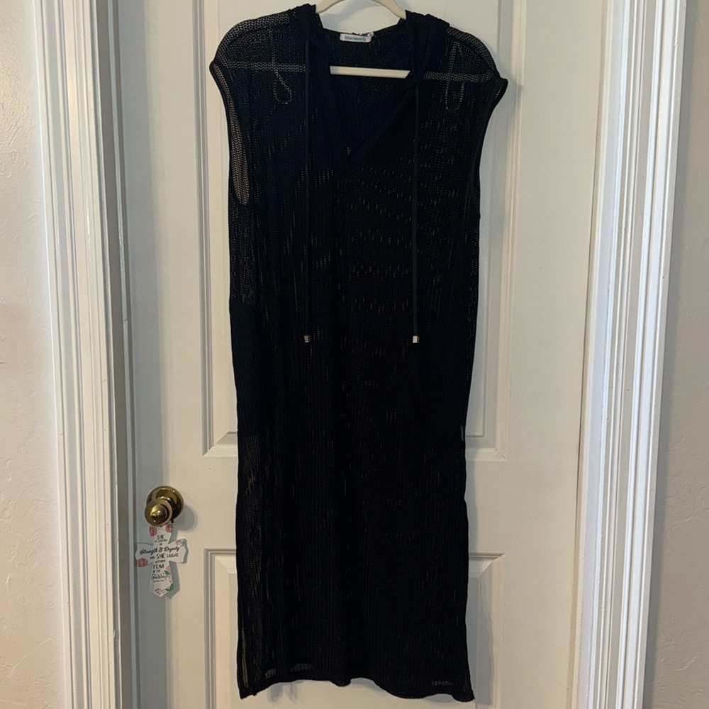 Midi hooded coverup with pockets